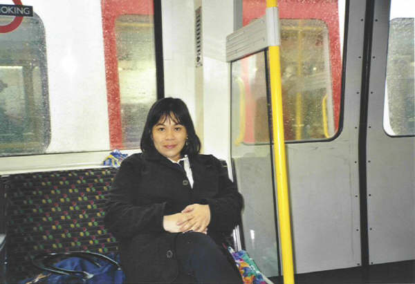 Eva in a subwaytrain